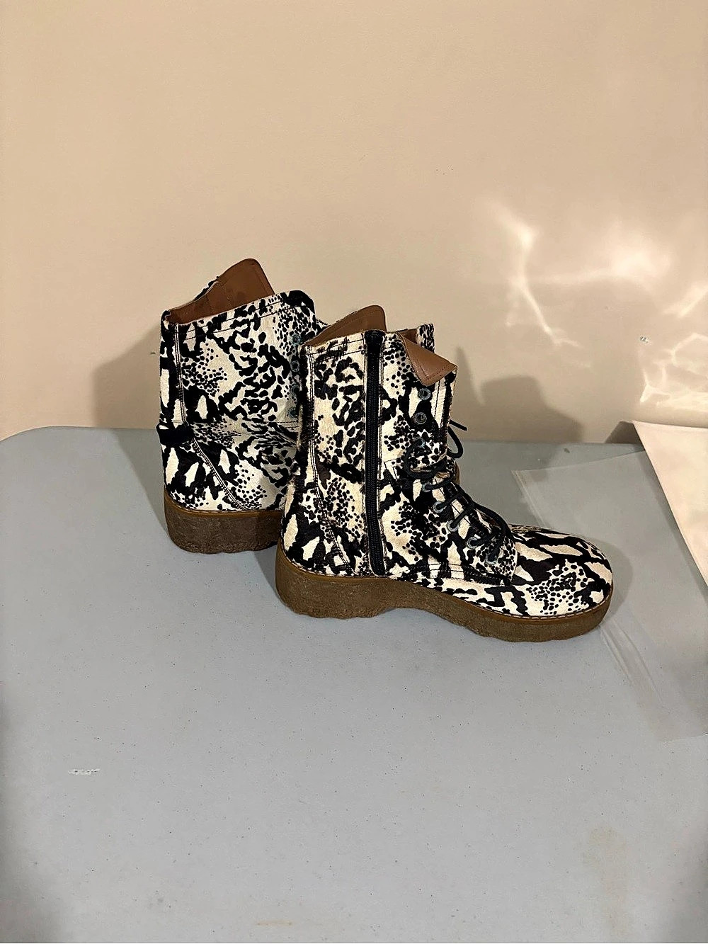 Free People Taos Calf Hair Moto Boot Combat Boots New size 9